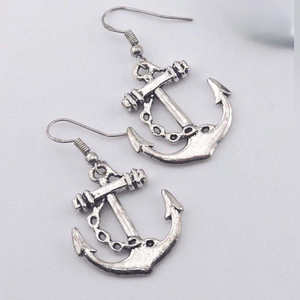 Nautical Silver Anchor Earrings